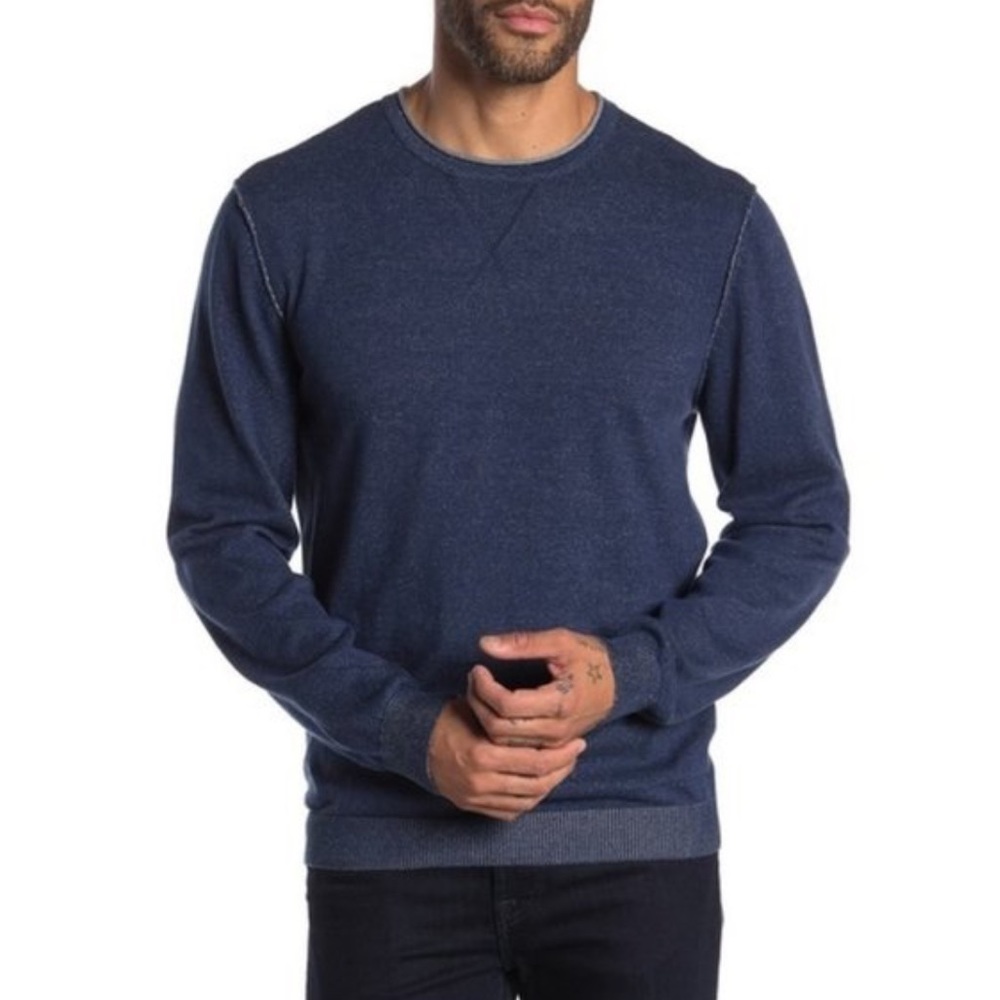 Report Collection Heritage Exposed Seam Navy Crewneck Sweater Size XL